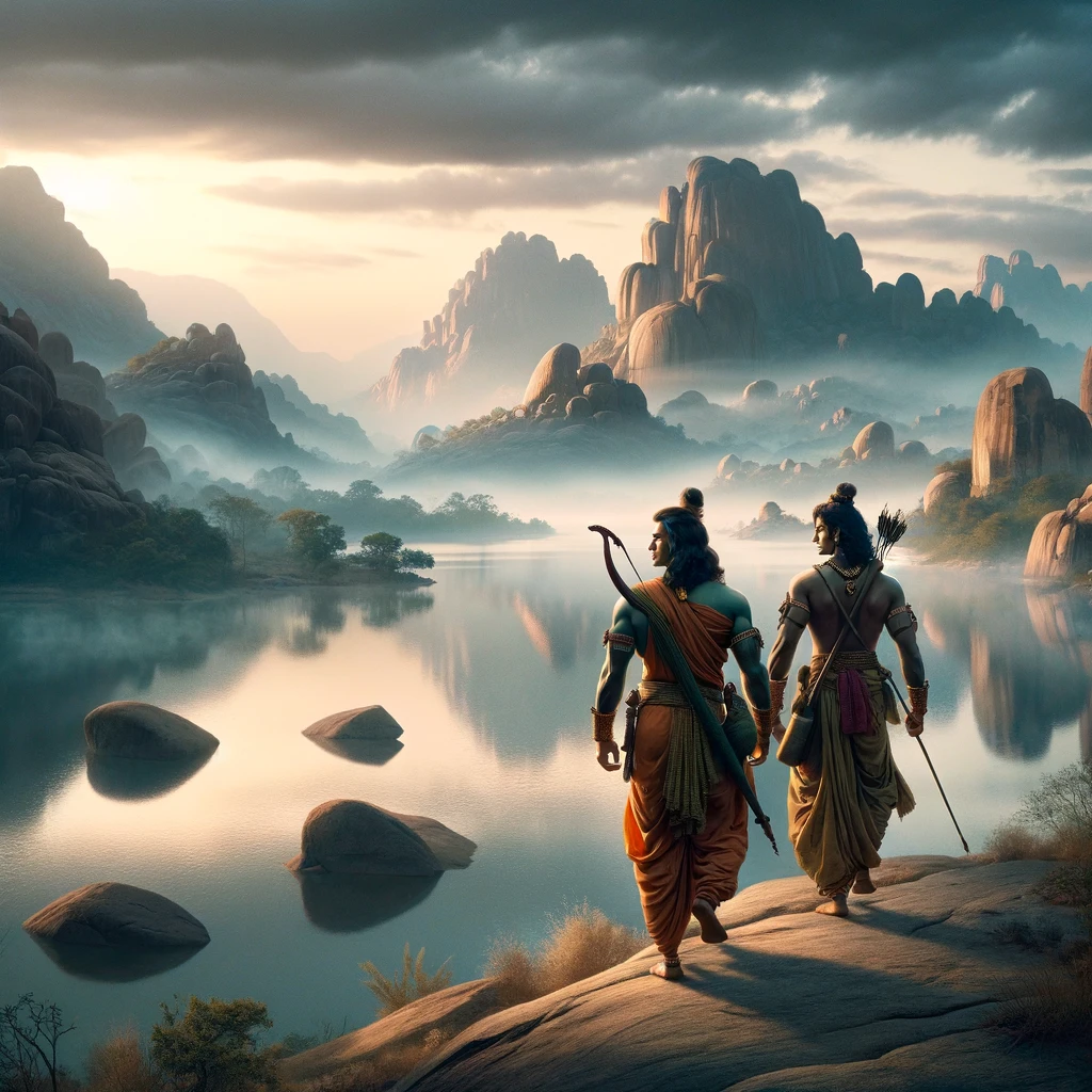 Rama and Lakshmana Go to the Shore of Lake Pampa